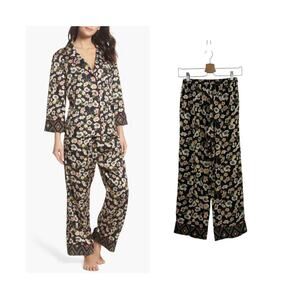 Bed To Brunch Floral Wide Leg Crop Pull‎ On Lounge Pajama Pants Boho XS